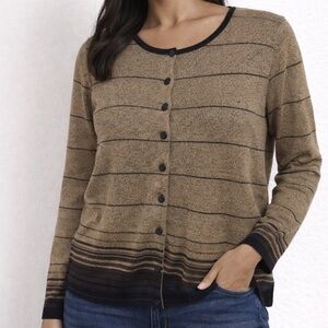 Emma James Long Sleeve Striped Cardigan Sweater